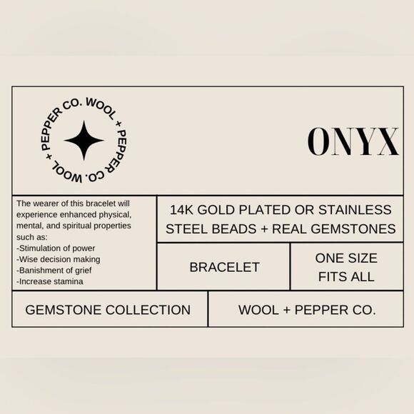 NWT Wool + Pepper Co. ONYX Bracelet - Picture 2 of 14